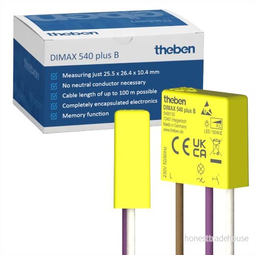 Theben 5400130 DIMAX 540 plus B mini infälld dimmer I kräver ingen neutral ledare 100 m kabellängd minnesfunktion gammal konstruktion, eftermontering och renovering Justerbar minsta 4003468540060