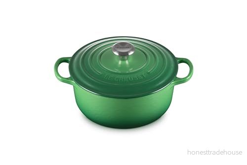 Le Creuset Signature gjutjärnspanna med lock, Ø 20 cm, rund, lämplig för alla typer av spisar och induktion, volym: 2,4 l, 3,092 kg, Bamboo, 21177204082430 24147317913