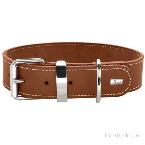HUNTER AALBORG SPECIAL hundhalsband läder, slitstark, bekväm, 70 (L XL), konjak 4016739672681