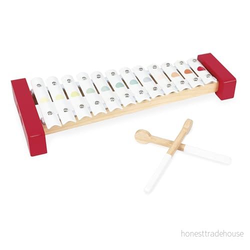 Janod Confetti Wooden and Metal Xylo Pretend Play Musical Awakening Toy from 2 Years Old, J07604 3700217376048