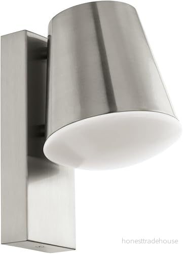 EGLO Smart Home LED vägglampa Caldiero C, utomhusbelysning, utomhuslampa i rostfritt stål och vit plast, utomhusarmatur med E27 sockel, IP44 skyddsklass 9002759335625
