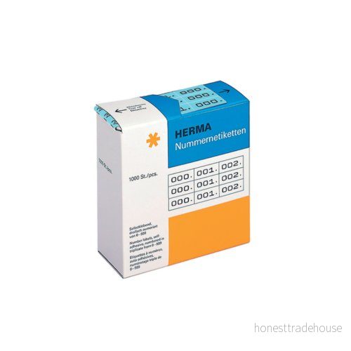 HERMA 4803 nummeretiketter siffror 0 999, tredubbla (22 x 10 mm, papper, matt) självhäftande, permanenta häftand, löpande nummer klistermärken i en kartongdispenser, 3 000 etiketter, blå 4008705048033