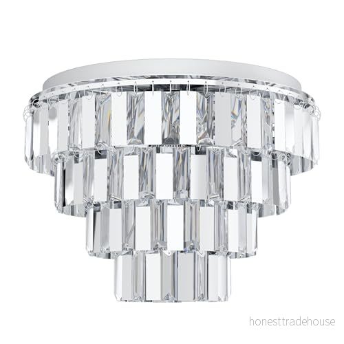 Eglo Erseka, taklampa med 7 ljuskällor, elegant, vardagsrum av stål i krom och kristall klar, kök, halllampa, tak E14-sockel 9002759990930