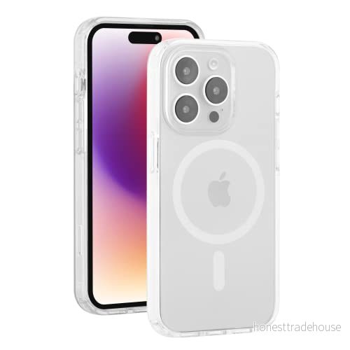 goobay 61346 iPhone skyddsfodral med MagSafe laddningsenhet/kompatibel Apple 14 Pro/kameraskydd och displayskydd/stötfast/transparent fodral magnetisk ring 4040849613463