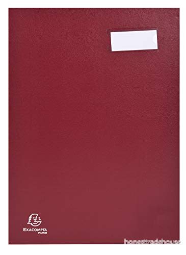 Exacompta Ref 57025E 1 dokumentmapp baksida i tyg med kilar etiketthållare laminerat omslag 20 rosa kortfack 3 perforeringar 24x35 cm färg röd 3130630570257