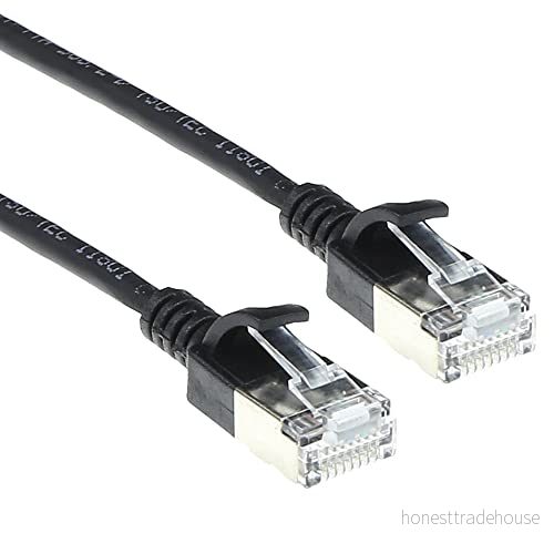 ACT CAT6a nätverkskabel, U/FTP LSZH LAN kabel tunn 3,8 mm slimline, flexibel snagless CAT 6a med RJ45 kontakt, för användning i datacenter, 1,5 meter, svart DC7951 8716065442342
