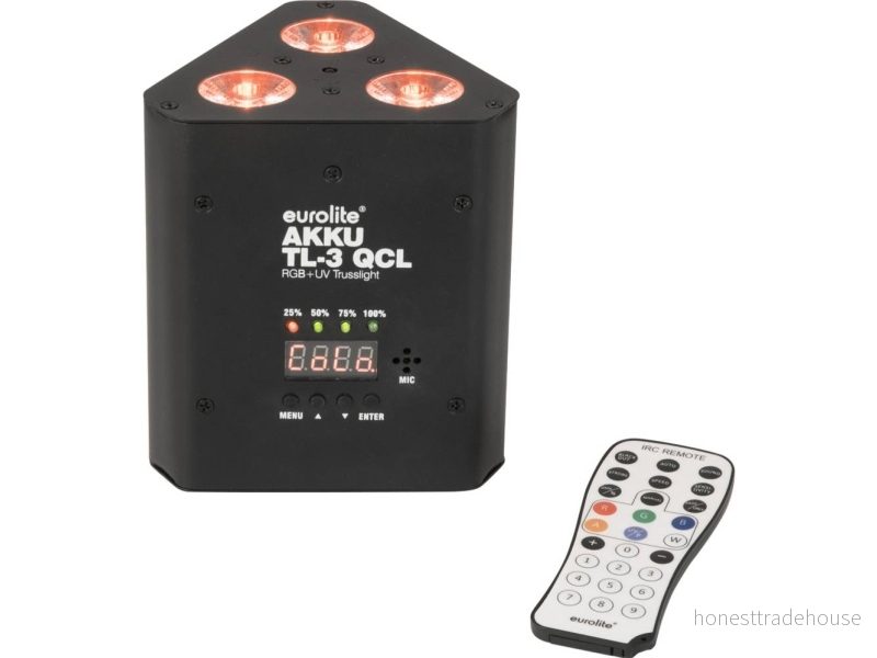 Eurolite 41700510 AKKU TL 3 QCL RGB+UV Trusslight LED effektbelysning Antal LED:3 4 W 4026397683783