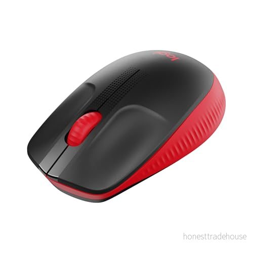 Logitech M190 Trådlös Mus Curve design, För både höger eller vänsterhänta, 18 månaders batteritid med energisparläge, USB mottagare, Precis kontroll + scrollning, Brett rullhjul Röd 5099206091856