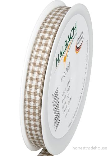 Halbach Seidenbänder Vichy Presentband, rutigt band för inslagning, högtidliga tillfällen, bredd: 10 mm, linne 4015275614575