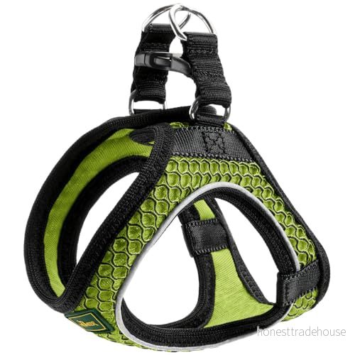 HUNTER HILO Comfort hundsele för små hundar med nätmaterial och reflekterande element, lime, XXS 4016739666215