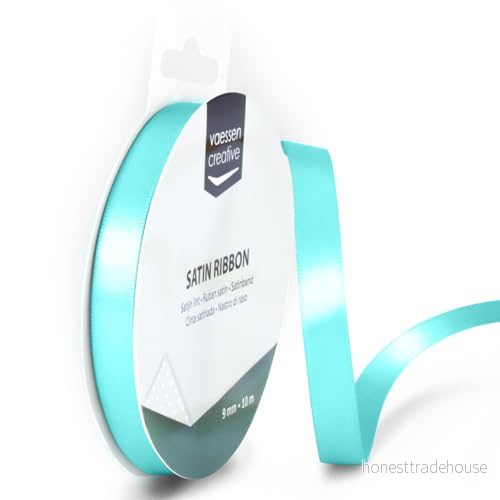Vaessen Creative satinband, ljusblå, 3 mm x 100 m dubbelsatinband, band, dekorband, presentband, tygband för bröllop, dop och födelsedagspresenter 8716052223602