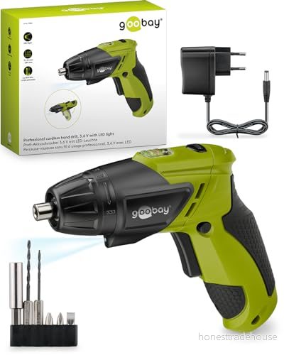 Goobay 71880 sladdlös skruvdragare kompakt böjskruvmejsel med litiumjonbatteri inklusive bitsats och laddare, 6 W, 5 V 4040849718809