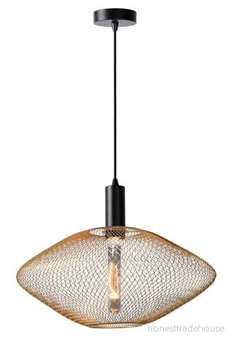 Lucide Mesh pendellampa, trapetsformad, Ø 45 cm, guld 5411212211316