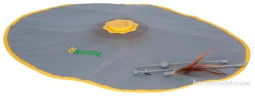 KERBL PET 2 in 1 Catch The Tail Feather 81666 Kattleksak, Grå, Gul, 70 x 53 5 cm 4018653944837