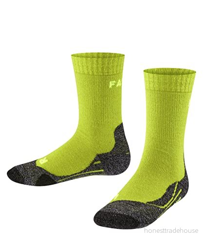 FALKE unisex barn Vandringsstrumpor TK2 K So ull funktionsmaterial tjock anti blåsor 1 par, Gul Lime 7601, 23 26 4043876826677