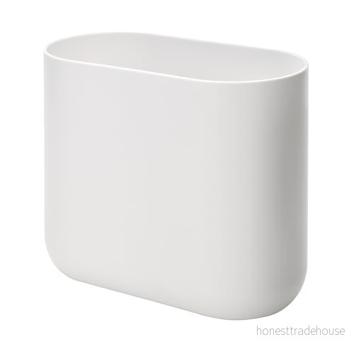 iDesign Enkel soptunna för badrum eller kök, mångsidig sminkhink i öppen design, liten oval plastpapperskorg, vit 81492293729