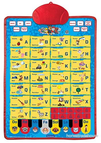 Lexibook Tvåspråkig pedagogisk affisch Pat Patrol, ordförråd, musik, frågesport, JCMAT10PAi1 3380743095837