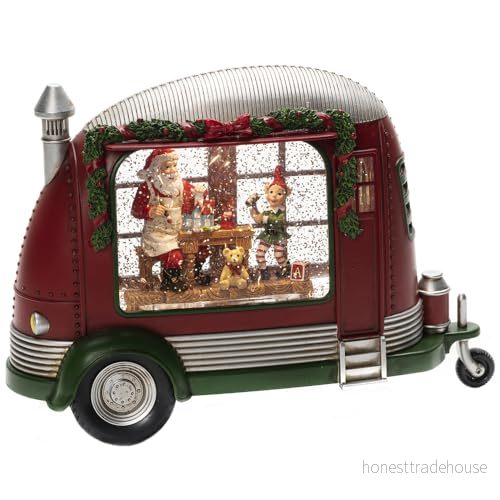 Konstsmide juldekorationer LED snöglob lykta jultomten och älvor husvagn/inomhus, 5 timmars timer/batteridrift: 3 x AA 1,5 V (exkl.)/Jullykta 1 varmvita dioder, en storlek, 4386 550 7318304386557