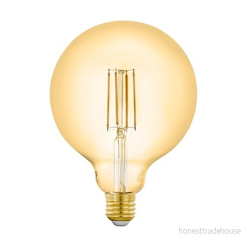 Eglo connect LED E27 lampa, smart hem vintage glödlampa amber, globe 6 watt (motsvarar 51 watt), 650 lumen, dimbar, varmvit, 2200 Kelvin, lampa G125, Ø 12,5 cm 9002759125738