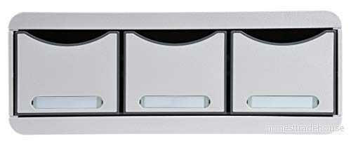 Exacompta Ref 318740D Office Toolbox Maxi (3 Drawers) 270 x 355 135mm in Size, Suitable for Storing Accessories, Can Be Used As A Monitor Riser Light Grey 9002493424166