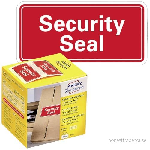AVERY Zweckform Säkerhetstämpel VOID 7311 Security Seal (upplyst, 38 x 20 mm, 200 stycken på rulle) i kartongdispenser 4004182173114