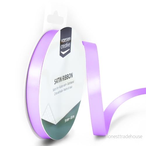 Vaessen Creative 301002 2015 satinband, syren, 9 mm x 10 meter, band, dekorband, presentband och tygband för bröllop, dop födelsedagspresenter, 8716052223640