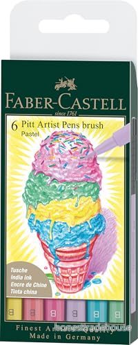 Faber Castell 167163 bläckpenna pitt artist penna pastel, 6 pack, tjocklek: B 4005401671633