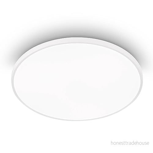 EGLO LED taklampa KAOKI, ytmonterad lampa med en ljuskälla bakgrundsbelysning, i stål och plast vitt, påbyggnadslampa neutralvit, Ø 31,5 cm 9002759755362
