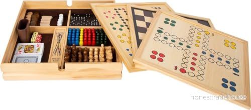 Small Foot 11753 Spelsamling, Med 20 Klassiska Brädspel I En Solid Trälåda, För Åldrarna Sex Och Uppåt 4020972117533