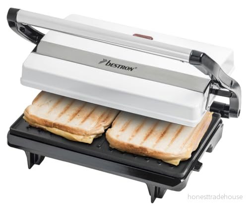 Bestron APM123W Panini Grill, Vit, Svart 8712184053889