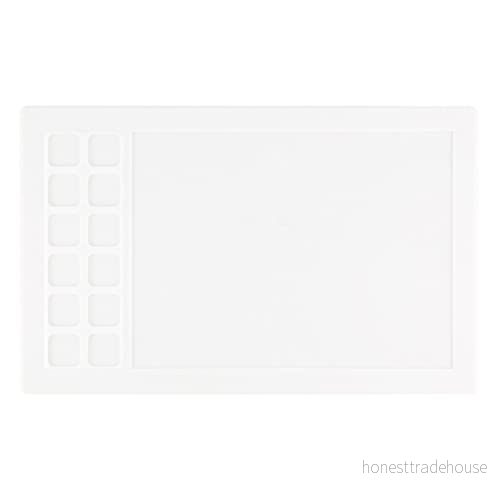 Vaessen Creative 7005 030 Silikonmatta 44 x 28 cm vit vattentätt pysselunderlägg med 12 blandningsfack för kortpyssel, scrapbooking, akvarellering och blandade mediatekniker, 8716052239269