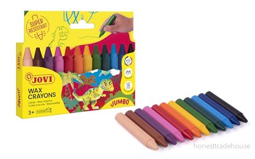 Jovi - Round Crayons, Box med 12 enheter, Assorted Colors, jämnt och slag, Resistent högpresterande, Glutenfri (980/12) 8412027000420