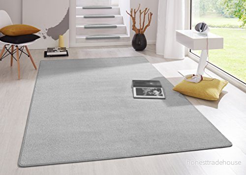 Hanse Home Inomhatta Fancy vardagsrumsmatta enfärgad modern velourmatta för matsal, vardagsrum, barnrum, hall, sovrum, kök grå, 100 x 150 cm 4260525250236