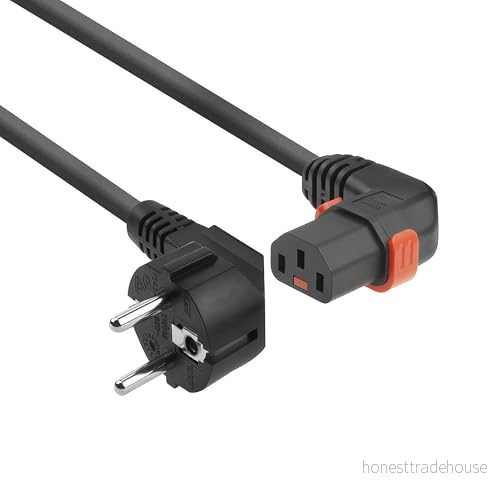 ACT C13 IEC Lock+ strömkabel, kall enhetskabel 3 meter, uttag (höger vinklad) till CEE 7/7 kontakt, för PDU, servrar, nätverksenheter AK5263 8716065397987