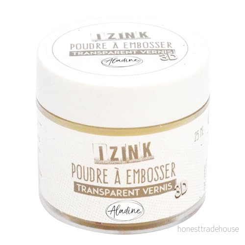 Aladine transparent präglingspulver 25 ml Izink 3D lack varm prägling med paljetter volymeffekt för scrapbooking och kreativ korttillverkning 10101 3660016101015