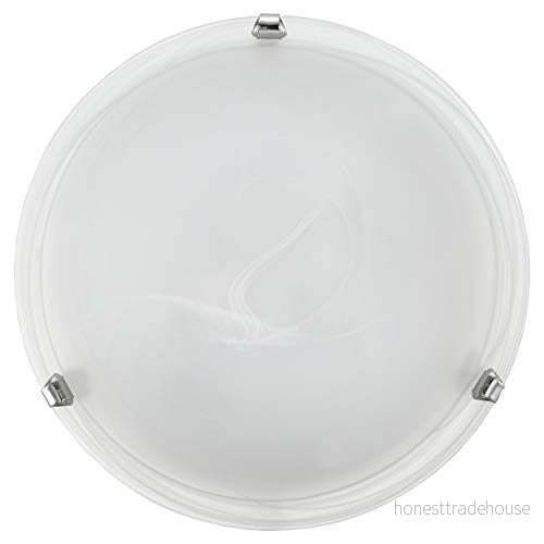 EGLO taklampa Salome, klassisk med 1 lampa, vardagsrum av metall och alabaster glas, kök i kromfärger, vit, halllampa, tak E27 sockel, Ø 30 cm 9002759718602