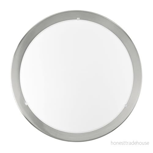 Eglo taklampa, 1 lampa, vardagsrum av metall och satinerat glas, kök i silver, vit, halllampa, tak med E27 fattning, nickelmatt 9002759829421