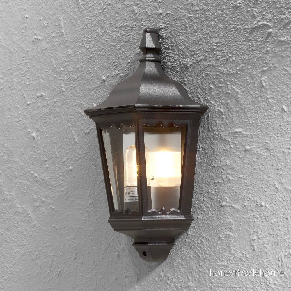 Konstsmide Utomhusvägglampa Firenze, halvskål, svart 7318307229752
