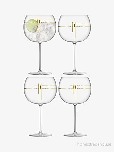 LSA Century Ballongglas 680 ml guld set med 4 munblåst och handgjort glas CT14 5012548573309