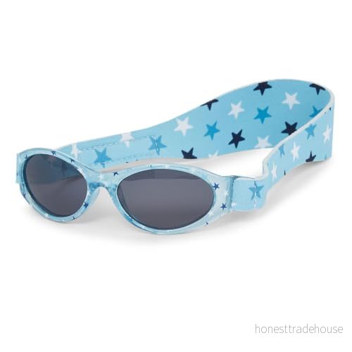 Dooky Baby Banz Blue Star Babysolglasögon för flickor och pojkar (barnglasögon 02 år, UV A B skydd, solskydd med okrossbart glas, barnglasögon inkl. neoprenband), 5038278009536