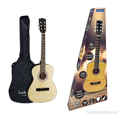 Lexibook, Acoustic Guitar i trä, 36'' lång, Inlärningsguide ingår, 6 nylonsträngar, Bärväska Trä/Svart, K2200 3380743087467