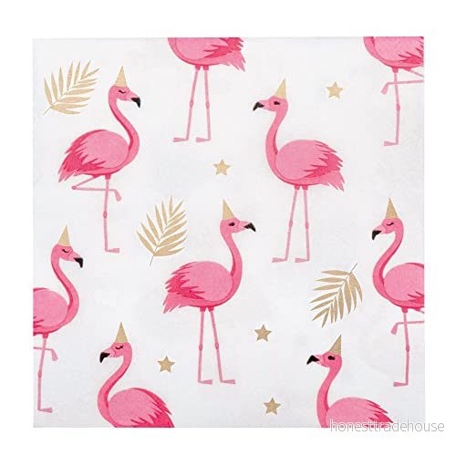 Boland 52498 Partyservetter flamingo, 20 stycken, 33 x cm, munduk, bordsdekoration, 100% papper, födelsedag, temafest 8712026524980