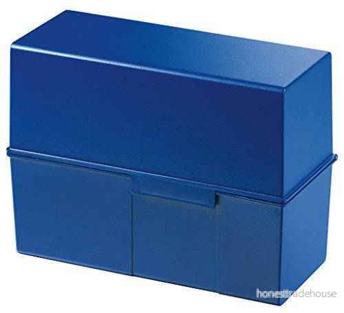 HAN Karteibox DIN A5 liggande 3 stycken, innovativ och attraktiv design för 500 indexkort med stålgångjärn, blå, 975 14 4012473975149