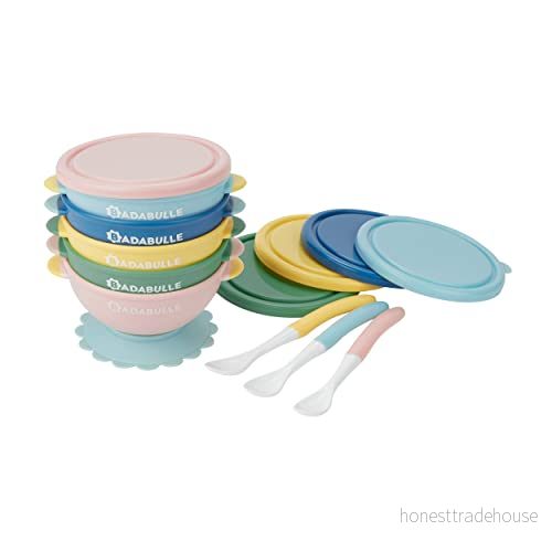 Badabulle set of 5 non slip 330ml bowls and 3 soft spoons 3661276174375