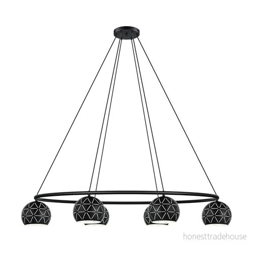 EGLO Hänglampa Cantallops, hängande lampa med 6 lampor, modern, elegant, av stål i svart, matbordslampa, vardagsrumslampa E14 sockel 9002759984564