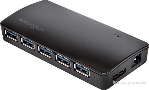 Kensington USB 3.0 hub med 7 portar, upp till 5 Gbps, 4 Ampere för snabb laddning av smartphones och läsplattor, Plug and Play installation, HP, Dell, Windows Macbook, K39123EU 5028252591522