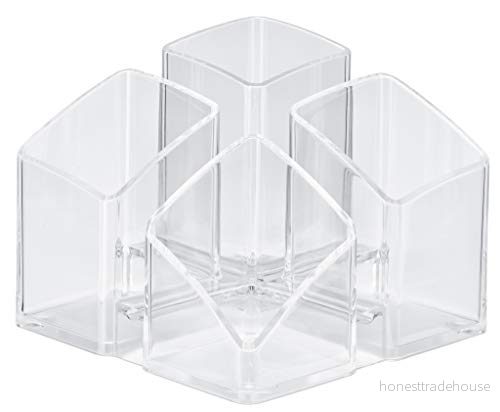 HAN skrivbordsfack SCALA 17450 23 i transparent glasklar/praktiskt skrivbordsordning för kontorstillbehör/bordsorganisatör med 4 fack 4012473017429