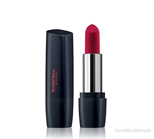 Deborah Milano Red Mat, Matte Effect Läppstift med kollagen och hyaluronsyra, 34 röd på vintern, näringsgivande mjukgörande verkan, ger intensiva långvariga läppar, 4,5 gr 8009518373394