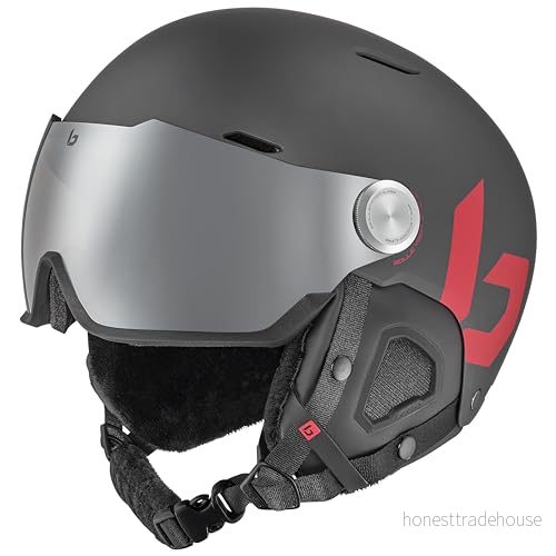 bollé Might Visor Skidhjälm Titan och röd Medium Högbeständigt ABS skydd Optimal ventilation Komfortskum Avtagbara öronkuddar Anti dimma repbehandling 848391070314