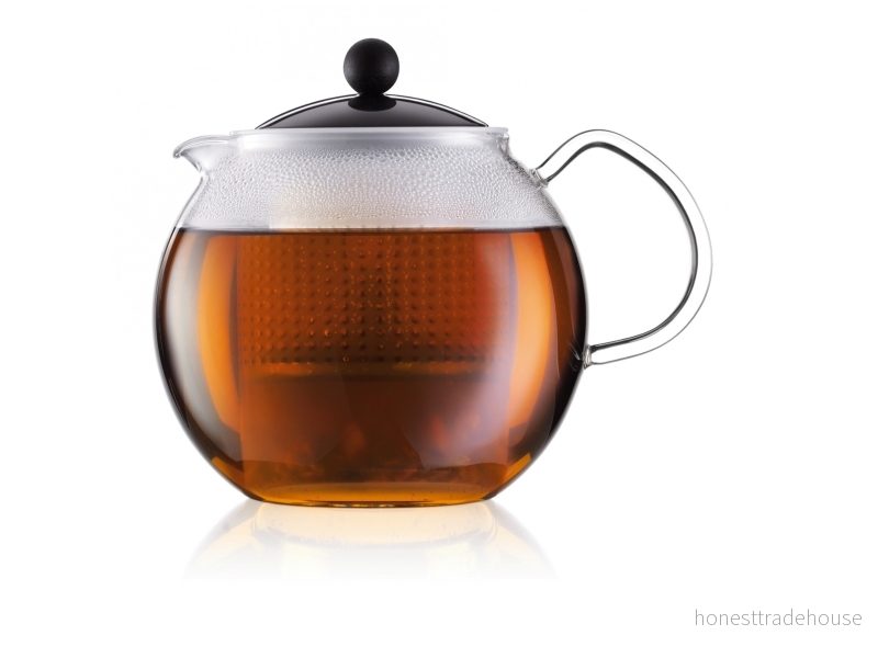 Bodum 1823 01 ASSAM tebryggare (glashandtag, färgat lock, permanent plastfilter, 0,5 liter) svart 727015116938